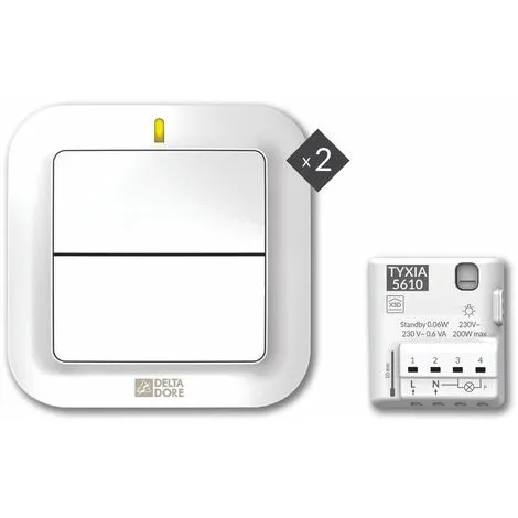 Delta Dore - Pack TYXIA 611 Pack éclairage Pour Ajout D'un Interrupteur Supplémentaire Sans Fil 1 Delta Dore - Pack TYXIA 611 Pack éclairage Pour Ajout D'un Interrupteur Supplémentaire Sans Fil